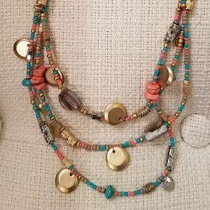 Chico's Celeste Coin And Bead Illusion Necklace